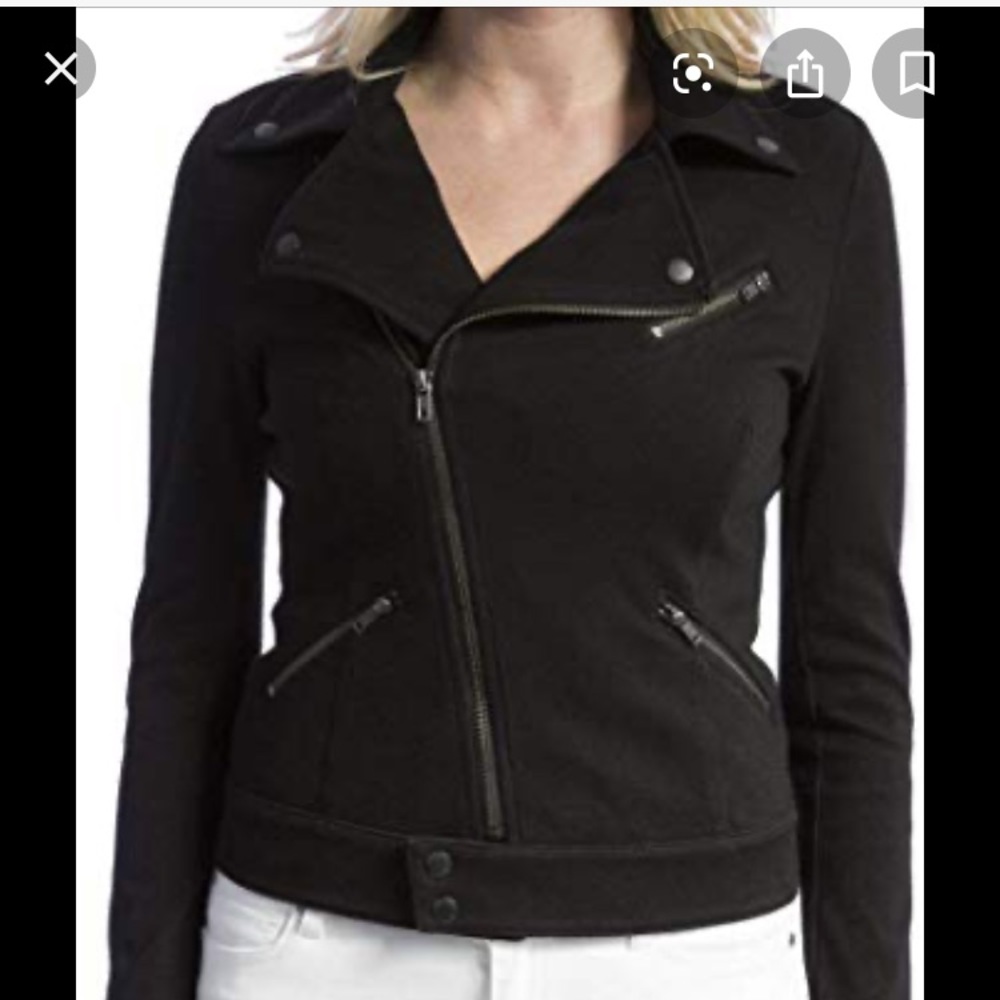 Black denim moto jacket | size small